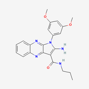 molecular formula C22H23N5O3 B2605662 2-amino-1-(3,5-dimethoxyphenyl)-N-propyl-1H-pyrrolo[2,3-b]quinoxaline-3-carboxamide CAS No. 840485-69-0