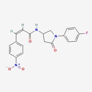(Z)-N-(1-(4-fluorophenyl)-5-oxopyrrolidin-3-yl)-3-(4-nitrophenyl)acrylamide