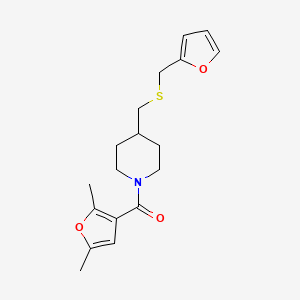 (2,5-Dimethylfuran-3-yl)(4-(((furan-2-ylmethyl)thio)methyl)piperidin-1-yl)methanone