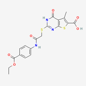 2-((2-((4-(Ethoxycarbonyl)phenyl)amino)-2-oxoethyl)thio)-5-methyl-4-oxo-3,4-dihydrothieno[2,3-d]pyrimidine-6-carboxylic acid