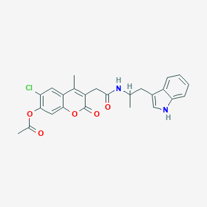 6-chloro-3-(2-{[2-(1H-indol-3-yl)-1-methylethyl]amino}-2-oxoethyl)-4-methyl-2-oxo-2H-chromen-7-yl acetate