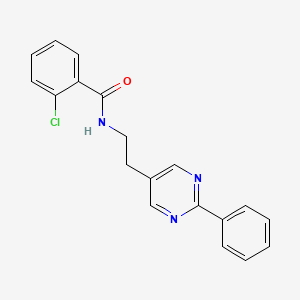 molecular formula C19H16ClN3O B2605704 2-chloro-N-(2-(2-phenylpyrimidin-5-yl)ethyl)benzamide CAS No. 2034343-56-9