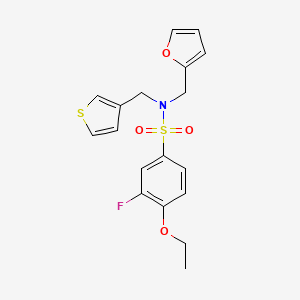 4-ethoxy-3-fluoro-N-(furan-2-ylmethyl)-N-(thiophen-3-ylmethyl)benzenesulfonamide