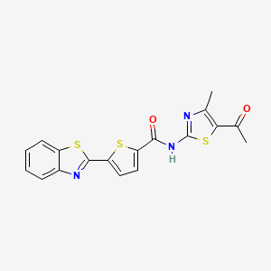 molecular formula C18H13N3O2S3 B2605719 N-(5-acetyl-4-methyl-1,3-thiazol-2-yl)-5-(1,3-benzothiazol-2-yl)thiophene-2-carboxamide CAS No. 888410-97-7