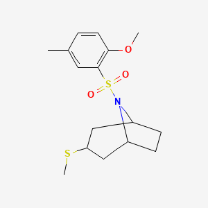 molecular formula C16H23NO3S2 B2605725 (1R,5S)-8-((2-methoxy-5-methylphenyl)sulfonyl)-3-(methylthio)-8-azabicyclo[3.2.1]octane CAS No. 1798460-83-9