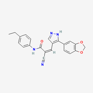 (Z)-3-[5-(1,3-benzodioxol-5-yl)-1H-pyrazol-4-yl]-2-cyano-N-(4-ethylphenyl)prop-2-enamide