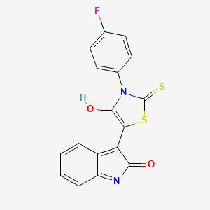 (Z)-3-(4-fluorophenyl)-5-(2-oxoindolin-3-ylidene)-2-thioxothiazolidin-4-one