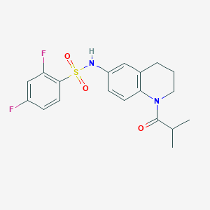 molecular formula C19H20F2N2O3S B2605737 2,4-difluoro-N-(1-isobutyryl-1,2,3,4-tetrahydroquinolin-6-yl)benzenesulfonamide CAS No. 946380-63-8