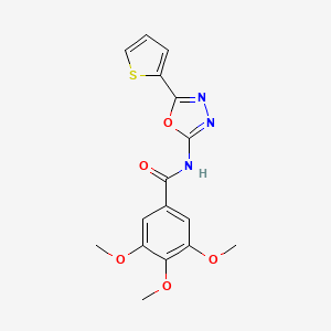 molecular formula C16H15N3O5S B2605740 3,4,5-trimethoxy-N-(5-(thiophen-2-yl)-1,3,4-oxadiazol-2-yl)benzamide CAS No. 941997-85-9