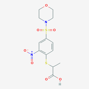 molecular formula C13H16N2O7S2 B2605742 2-{[4-(Morpholine-4-sulfonyl)-2-nitrophenyl]sulfanyl}propanoic acid CAS No. 722461-30-5