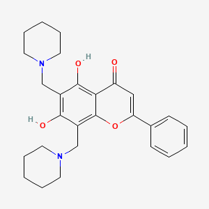 molecular formula C27H32N2O4 B2605747 5,7-dihydroxy-2-phenyl-6,8-bis(piperidin-1-ylmethyl)-4H-chromen-4-one CAS No. 67088-22-6