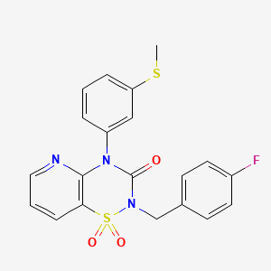 molecular formula C20H16FN3O3S2 B2605749 2-(4-fluorobenzyl)-4-(3-(methylthio)phenyl)-2H-pyrido[2,3-e][1,2,4]thiadiazin-3(4H)-one 1,1-dioxide CAS No. 1251631-95-4