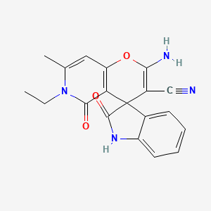 2'-Amino-6'-ethyl-7'-methyl-2,5'-dioxo-1,2,5',6'-tetrahydrospiro[indole-3,4'-pyrano[3,2-c]pyridine]-3'-carbonitrile
