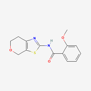 molecular formula C14H14N2O3S B2605759 N-(6,7-dihydro-4H-pyrano[4,3-d]thiazol-2-yl)-2-methoxybenzamide CAS No. 1396638-09-7