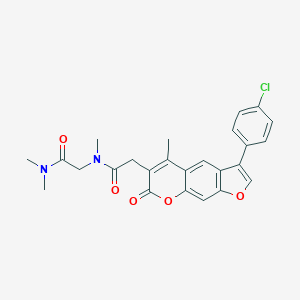 molecular formula C25H23ClN2O5 B260577 2-[3-(4-chlorophenyl)-5-methyl-7-oxo-7H-furo[3,2-g]chromen-6-yl]-N-[2-(dimethylamino)-2-oxoethyl]-N-methylacetamide 