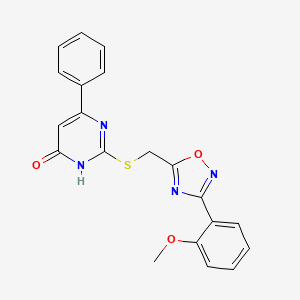 molecular formula C20H16N4O3S B2605780 2-({[3-(2-甲氧苯基)-1,2,4-恶二唑-5-基]甲硫基}-6-苯基-4-嘧啶醇 CAS No. 948181-56-4