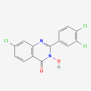molecular formula C14H7Cl3N2O2 B2605783 7-氯-2-(3,4-二氯苯基)-3-羟基-4(3H)-喹唑啉酮 CAS No. 477864-78-1