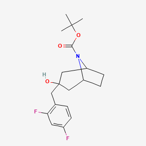 molecular formula C19H25F2NO3 B2605785 Tert-butyl 3-[(2,4-difluorophenyl)methyl]-3-hydroxy-8-azabicyclo[3.2.1]octane-8-carboxylate CAS No. 1444608-02-9
