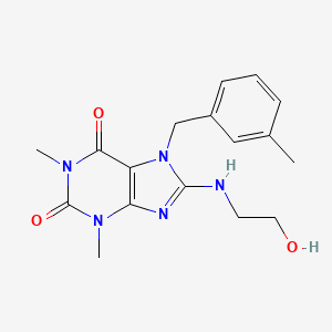 molecular formula C17H21N5O3 B2605788 8-((2-羟乙基)氨基)-1,3-二甲基-7-(3-甲基苄基)-1H-嘌呤-2,6(3H,7H)-二酮 CAS No. 359905-80-9