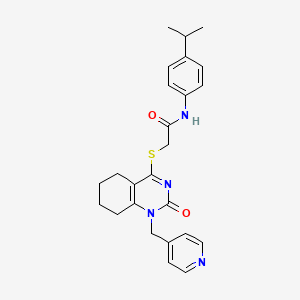 molecular formula C25H28N4O2S B2605789 N-(4-异丙苯基)-2-((2-氧代-1-(吡啶-4-基甲基)-1,2,5,6,7,8-六氢喹唑啉-4-基)硫代)乙酰胺 CAS No. 899986-67-5