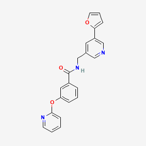 molecular formula C22H17N3O3 B2605790 N-((5-(furan-2-yl)pyridin-3-yl)methyl)-3-(pyridin-2-yloxy)benzamide CAS No. 2034519-21-4