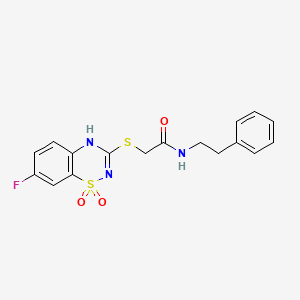 2-[(7-fluoro-1,1-diketo-4H-1,2,4-benzothiadiazin-3-yl)thio]-N-phenethyl-acetamide