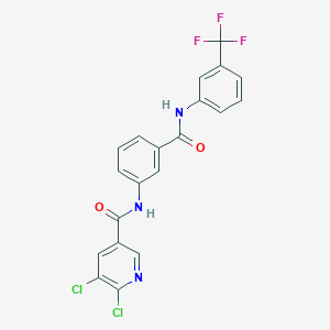 molecular formula C20H12Cl2F3N3O2 B2605792 5,6-dichloro-N-[3-[[3-(trifluoromethyl)phenyl]carbamoyl]phenyl]pyridine-3-carboxamide CAS No. 745069-57-2