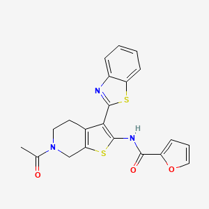 molecular formula C21H17N3O3S2 B2605793 N-(6-acetyl-3-(benzo[d]thiazol-2-yl)-4,5,6,7-tetrahydrothieno[2,3-c]pyridin-2-yl)furan-2-carboxamide CAS No. 864859-52-9