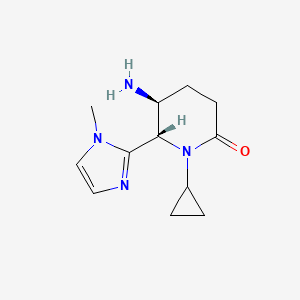 molecular formula C12H18N4O B2605795 rel-(5S,6S)-5-氨基-1-环丙基-6-(1-甲基-1H-咪唑-2-基)哌啶-2-酮 CAS No. 2044705-59-9