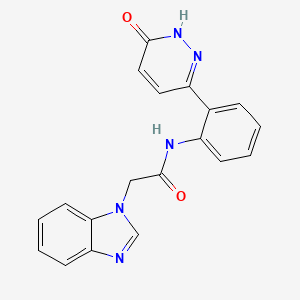 molecular formula C19H15N5O2 B2605800 2-(1H-benzo[d]imidazol-1-yl)-N-(2-(6-oxo-1,6-dihydropyridazin-3-yl)phenyl)acetamide CAS No. 1448029-61-5