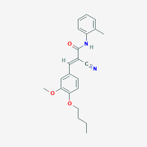 molecular formula C22H24N2O3 B2605805 (E)-3-(4-butoxy-3-methoxyphenyl)-2-cyano-N-(2-methylphenyl)prop-2-enamide CAS No. 465510-99-0