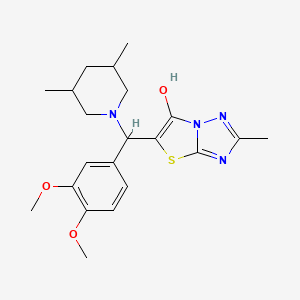 molecular formula C21H28N4O3S B2605808 5-((3,4-Dimethoxyphenyl)(3,5-dimethylpiperidin-1-yl)methyl)-2-methylthiazolo[3,2-b][1,2,4]triazol-6-ol CAS No. 1008073-49-1