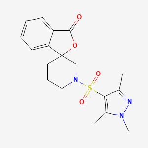 molecular formula C18H21N3O4S B2605821 1'-((1,3,5-trimethyl-1H-pyrazol-4-yl)sulfonyl)-3H-spiro[isobenzofuran-1,3'-piperidin]-3-one CAS No. 1705316-23-9