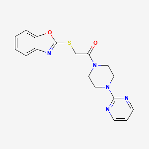 2-(Benzo[d]oxazol-2-ylthio)-1-(4-(pyrimidin-2-yl)piperazin-1-yl)ethanone