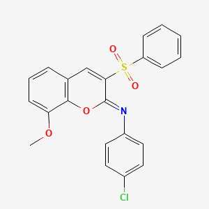 molecular formula C22H16ClNO4S B2605861 (Z)-4-氯-N-(8-甲氧基-3-(苯磺酰基)-2H-色烯-2-亚基)苯胺 CAS No. 904436-51-7