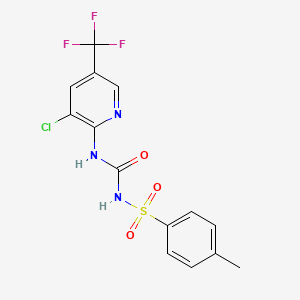 molecular formula C14H11ClF3N3O3S B2605863 3-Chloro-2-[({[(4-methylphenyl)sulfonyl]amino}carbonyl)amino]-5-(trifluoromethyl)pyridine CAS No. 144848-79-3