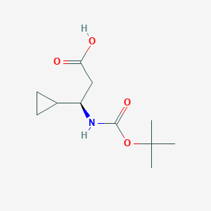 molecular formula C11H19NO4 B2605878 (R)-3-叔丁氧羰基氨基-3-环丙基丙酸 CAS No. 1260588-00-8