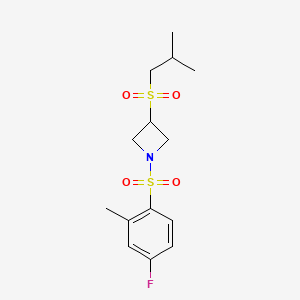 molecular formula C14H20FNO4S2 B2605886 1-((4-氟-2-甲基苯基)磺酰基)-3-(异丁基磺酰基)氮杂环丁烷 CAS No. 1797277-32-7