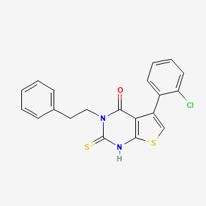 molecular formula C20H15ClN2OS2 B2605894 5-(2-氯苯基)-3-(2-苯乙基)-2-硫代-3H,4H-噻吩并[2,3-d]嘧啶-4-酮 CAS No. 727704-62-3