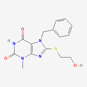 molecular formula C15H16N4O3S B2605903 7-苄基-8-(2-羟乙基硫烷基)-3-甲基嘌呤-2,6-二酮 CAS No. 327169-00-6