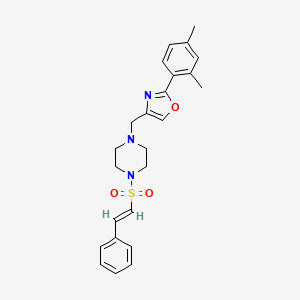 molecular formula C24H27N3O3S B2605916 2-(2,4-二甲苯基)-4-[[4-[(E)-2-苯乙烯基]磺酰基哌嗪-1-基]甲基]-1,3-恶唑 CAS No. 1030237-82-1