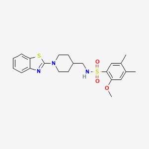 molecular formula C22H27N3O3S2 B2605917 N-((1-(苯并[d]噻唑-2-基)哌啶-4-基)甲基)-2-甲氧基-4,5-二甲基苯磺酰胺 CAS No. 1797563-70-2
