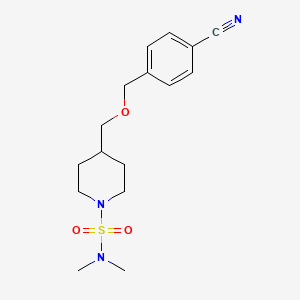 molecular formula C16H23N3O3S B2605919 4-(((4-cyanobenzyl)oxy)methyl)-N,N-dimethylpiperidine-1-sulfonamide CAS No. 1396801-29-8