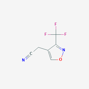 molecular formula C6H3F3N2O B2605927 2-[3-(三氟甲基)-1,2-恶唑-4-基]乙腈 CAS No. 1936025-64-7
