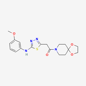 2-(5-((3-Methoxyphenyl)amino)-1,3,4-thiadiazol-2-yl)-1-(1,4-dioxa-8-azaspiro[4.5]decan-8-yl)ethanone