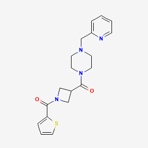 molecular formula C19H22N4O2S B2605931 (4-(吡啶-2-基甲基)哌嗪-1-基)(1-(噻吩-2-羰基)氮杂环丁-3-基)甲酮 CAS No. 1286720-38-4