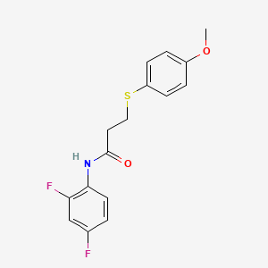 molecular formula C16H15F2NO2S B2605942 N-(2,4-difluorophenyl)-3-((4-methoxyphenyl)thio)propanamide CAS No. 941908-87-8