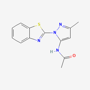 molecular formula C13H12N4OS B2605943 N-[2-(1,3-benzothiazol-2-yl)-5-methylpyrazol-3-yl]acetamide CAS No. 882220-22-6