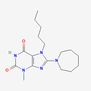 molecular formula C17H27N5O2 B2605951 8-(氮杂环戊-1-基)-3-甲基-7-戊基嘌呤-2,6-二酮 CAS No. 300704-60-3