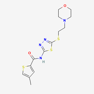 molecular formula C14H18N4O2S3 B2605955 4-甲基-N-(5-((2-吗啉乙基)硫代)-1,3,4-噻二唑-2-基)噻吩-2-甲酰胺 CAS No. 1219902-52-9